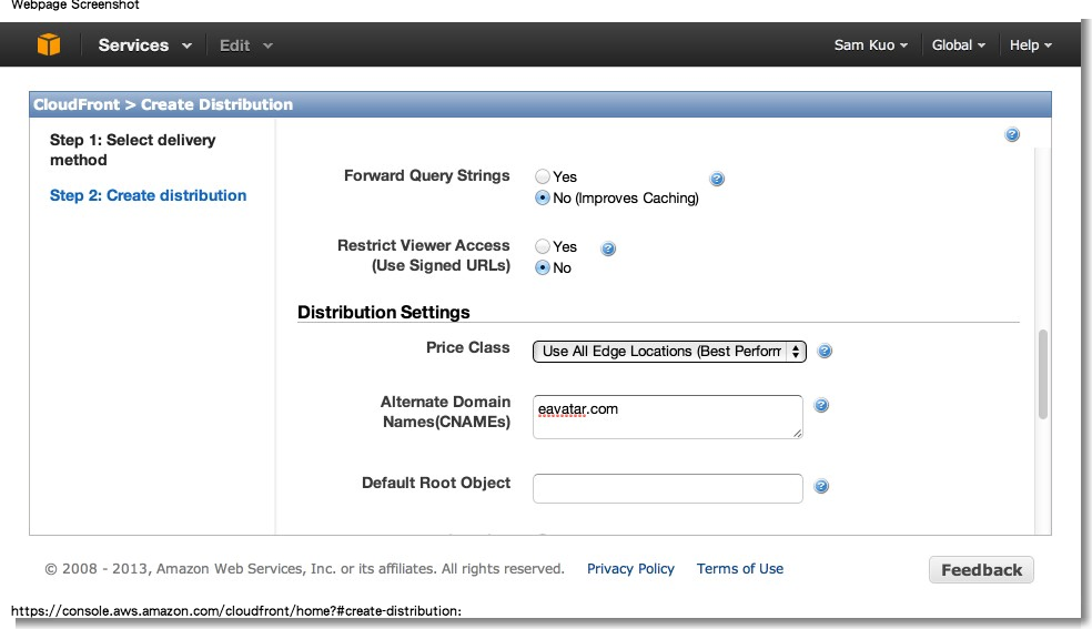 CloudFront Management Console 3